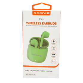 Écouteurs Bluetooth XSSIVE XSS-TWS6GR - Son Haute Qualité et Boîtier de Chargement - Vert