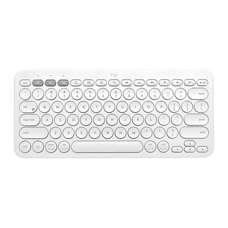 Logitech K380 Multi-Device Bluetooth Keyboard - Spanish QWERTY - White - Versatile & Sleek Typing Solution