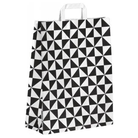 Achetez Lot de 250 Sacs Kraft Noirs et Blancs avec Poignées Torsadées 32×12×40 cm – Idéal pour Boutiques et Événements