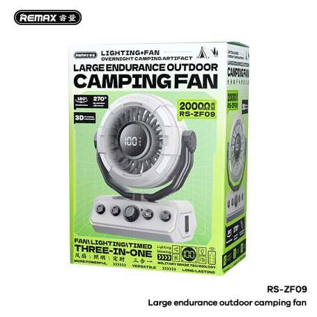 Ventilateur de Camping REMAX RS-ZF09 Marron - Longue Durée de Batterie pour Aventures en Plein Air