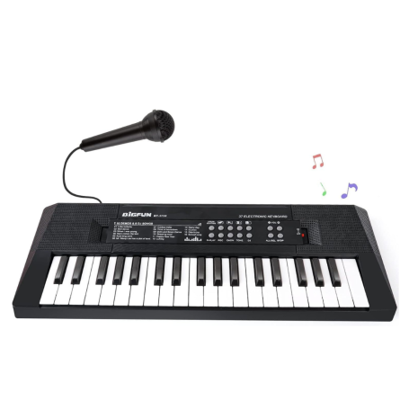 Kids Electronic Piano 37 Keys Multi-Function Black | Rechargeable with Charger & Microphone