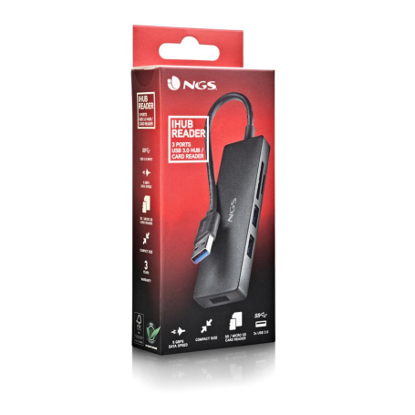 Achetez HUB USB 3.0 Lecteur de Cartes 5 Ports - NGS IHUB READER Noir | Optimisez Votre Connectivité