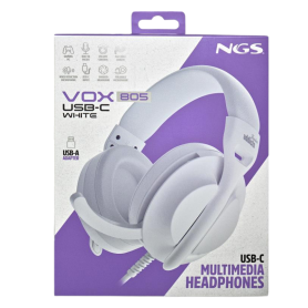 Casque Audio USB-C NGS VOX805 Blanc - Son Stéréo Haute Qualité pour Tous Vos Appareils