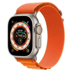 Apple Watch Ultra Cellulaire 49mm Titane Naturel - Grade A avec Bracelet Alpine Loop Orange et Accessoires