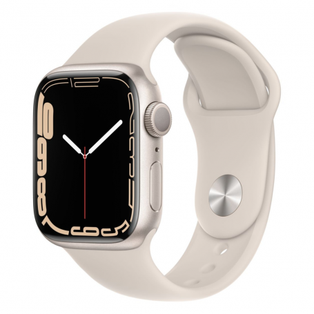 Montre Connectée Apple Watch Series 7 GPS 41mm Lumière Stellaire Aluminium - Grade AB avec Boîte et Chargeur - Offres Spéciales 