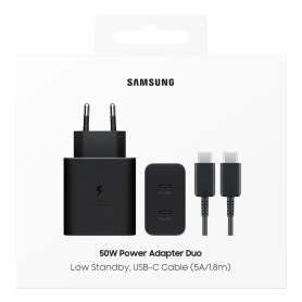 Kit Chargeur Samsung Type-C 50W Noir - Câble 1.8M - Boîte d'Origine | Achat Rapide en Ligne