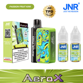 Vapoteuse E-Liquide Rechargeable JNR AeroX 32000 Puffs - Saveur Fruit de la Passion Kiwi - Performance et Durabilité