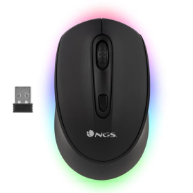 Rechargeable Wireless Mouse with LED Up to 2400 DPI - NGS SMOG RB Black - Dual Connectivity 2.4GHZ+BT3