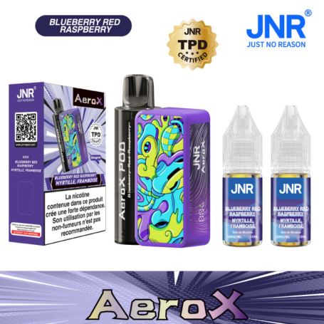 Rechargeable E-Liquid Vaporizer - JNR AeroX - 32000 Puffs - Blueberry & Red Raspberry Flavor