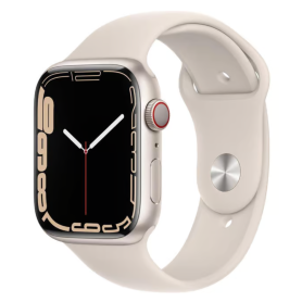 Achetez Apple Watch Series 7 GPS 45mm - Aluminium Lumière Stellaire avec Bracelet Officiel Grade AB + Boîte et Chargeur Inclus