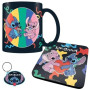 Coffret Cadeau Disney 3-en-1 Tasse, Sous-Tasse & Porte-Clés Stitch & Angel - Idée Cadeau Parfaite