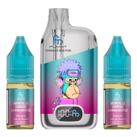 Achetez Tornado BOX POD Vapoteuse Rechargeable - 28000 Puffs Myrtille Cerise Canneberge - E-Liquide de Qualité