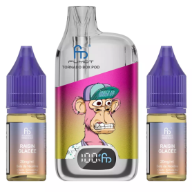 Vapoteuse E-Liquide Tornado BOX POD 28000 Puffs Raisin Glacée - Rechargeable et Puissante