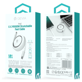 Câble Extensible USB Type-C 100W PD Devia Pro2 1m - Charge Rapide et Fiable pour Tous Vos Appareils