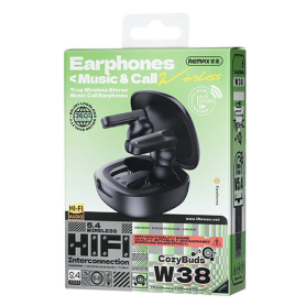 Earbuds, Headphones - Remax CozyBuds W38 Wireless Earphones - Black, wholesale price