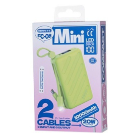 Chargeur Portable, Batterie Externe - Power Bank 10000mAh PD 20W avec Double Câble de Charge USB-C / Lightening REMAX FC-08 - Ve