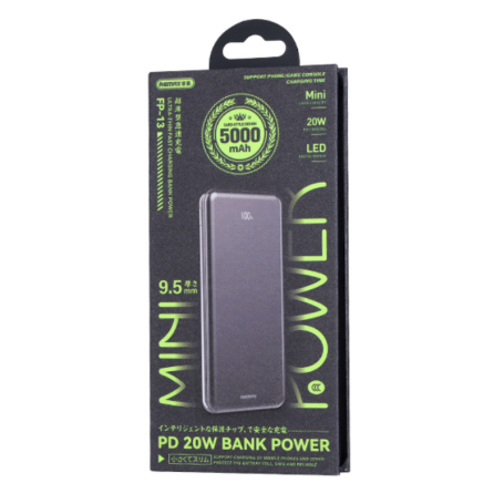 Chargeur Portable, Batterie Externe - Power Bank Ultra-Fin à Charge Rapide PD20W 5000mAh FP-13 REMAX - Gris, prix de gros.