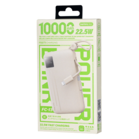Batterie externe, Chargeur portable - Power Bank à Charge Rapide 22.5W avec Double Câble 10000mAh FC-13 REMAX - Blanc, prix de g
