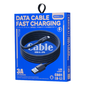 Câble de Charge USB, Fil de Recharge - Câble A-L Lightning 3A Lumière en Alliage d'aluminium tressé avec Charge Rapide REMAX CB0