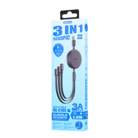 Charging Cable, Power Cord - 3-in-1 3A cable - USB-Type C+L+Micro - 15W fast charging REMAX RC-C195(A-C+L+M) - 1.2M - Black, who