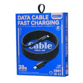 Câbles, Connecteurs - Type-C / Lightning 30W Lumière en Alliage d'aluminium tressé avec Charge Rapide REMAX CB01(C-L) - 1.2M - G