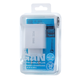 Charging Device, Power Adapter - GaN Charger with Lightning 30W Telescopic Type-C Cable REMAX U02-AC30Wc - EU - White, wholesale