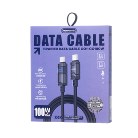 Câble USB-C, Chargeur Rapide - Type-C / Type-C 100W Alliage de Zinc Horizontal REMAX C01-CC100W - 1.2M - Noir, prix de gros.