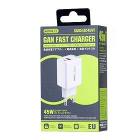 Adaptateur, Bloc d'alimentation - Chargeur GaN Rapide USB+Type-C 45W REMAX CA05(AC45W) - EU - Blanc, prix de gros.