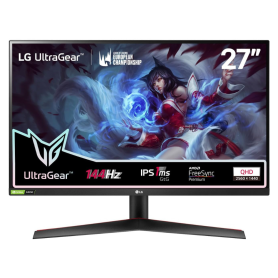 Monitor, Display - PC Screen LG 27GN800-B 27GN800-B.AEU 27 QHD - 1ms GtG / 144 Hz / FreeSync - Black - Used with Charger Cable, 