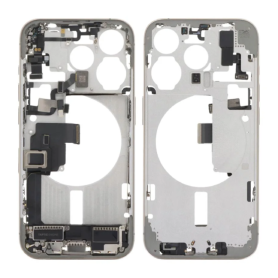 Châssis, Cadre - Châssis iPhone 15 Pro sans Vitre Arrière sans Batterie Titane Naturel (Original Demonté) Grade AB, prix de gros