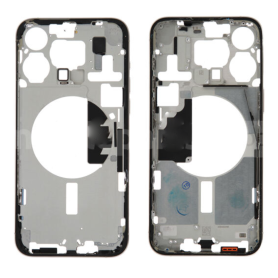 Châssis, Structure - Chassis iPhone 15 Pro Max sans Vitre Arrière sans Batterie Titane Blanc (Origine Demonté) Grade AB, prix de