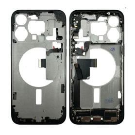 Châssis, Cadre - Chassis iPhone 15 Pro Max sans Vitre Arrière sans Batterie Titane Noir (Origine Demonté) Grade A, prix de gros.