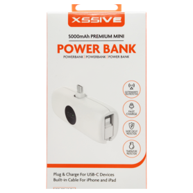 Batterie Externe, Chargeur Portable - Power Bank 5000mAh pour USB-C avec Câble pour iPhone et iPad 20W XSSIVE XSS-PB40CW - Blanc