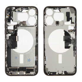 Coque, Bâti - Chassis iPhone 15 Pro Max sans Vitre Arrière sans Batterie Titane Naturel (Origine Demonté) Grade A, prix de gros.