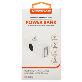 Chargeur Portable, Batterie Externe - Power Bank 5000mAh pour iPhone et iPad avec Câble pour USB-C 20W XSSIVE XSS-PB40LW - Blanc