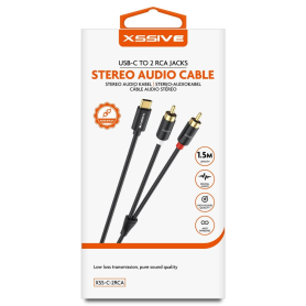 Audio Connector, Adapter - USB-C/2 RCA JACKS Stereo Audio Cable - 1.5M - XSSIVE XSS-C-2RCA, wholesale price