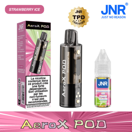 Vape, E-Cigarette - Rechargeable E-Liquid Vape - JNR AeroX Pod+JNR Liquid - 20mg/ml - Strawberry Ice, wholesale price