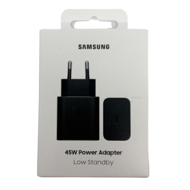 Charger, Power Supply - Samsung 45W Type-C Power Adapter Black - Retail Box (Original), wholesale price