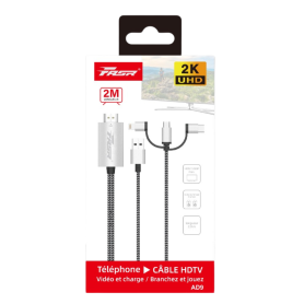 HDMI Adapter, Connector - Type-C / Lightning / Micro-USB Combo Cable to HDMI TV FASR AD9 - 2M, wholesale price