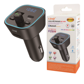 Adaptateur audio, Émetteur sans fil - Transmetteur MP3 Bluetooth pour voiture avec Chargeur PD 36W LED - LinQ MY2429, prix de gr