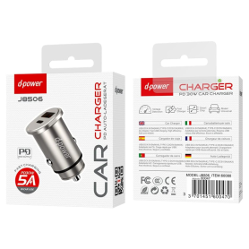 Adaptateur, Convertisseur - Chargeur 48W Allume-Cigare Avec 2 Ports Type-C + USB-A - D-power J8506 - Gris, prix de gros.
