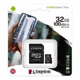 Carte Mémoire Kingston Canvas Select Plus 32 Go – Micro SDHC avec Adaptateur SD – Performance et Fiabilité