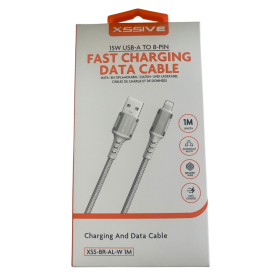 Câble, Chargeur - Câble de Charge Tressé USB / Lightning 15W 1M XSSIVE XSS-BR-AL-W 1M - Blanc, prix de gros.