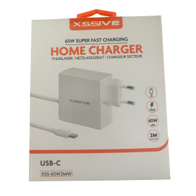 Adaptateur Secteur, Bloc d'Alimentation - Chargeur Rapide 65W + Câble USB-C XSSIVE XSS-65W2MW - Blanc, prix de gros.