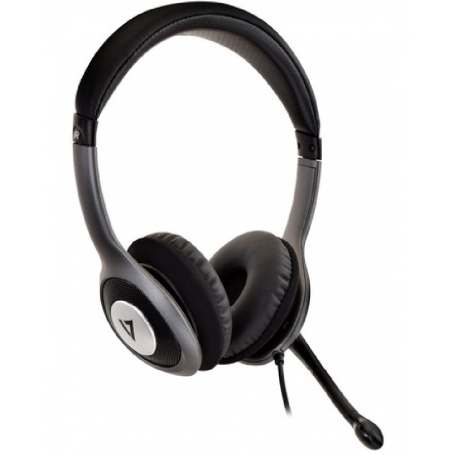 V7 Deluxe Stereo USB Audio Headphones Black - Superior Sound Quality and Comfort