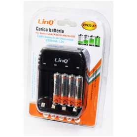 Chargeur de Piles AA/AAA + 4 Piles Rechargeables AAA 2300mAh - LinQ ZN422-A7 | Recharge Efficace