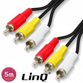 Audio Cable 3 RCA Male to Male Nylon Braided 5m LinQ 3R50 - Durable & High-Quality Sound Solution