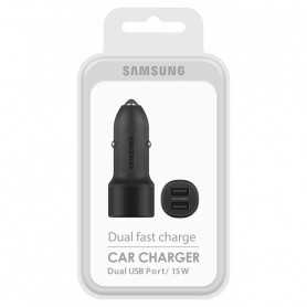 Chargeur Allume-Cigare Double USB Samsung 15W - Charge Rapide & Originale - Idéal pour vos Appareils Mobiles