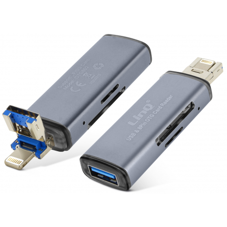 2-in-1 LinQ OTG802 Card Reader Lightning USB Micro-SD SD Fast Data Transfer