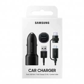 Kit Chargeur Allume-Cigare Double USB Samsung 15W avec Câble - Recharge Rapide pour vos Appareils Mobiles